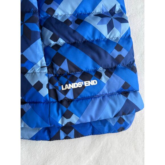 NWOT Lands End Women's Down Puffer Vest Large 14-16 Blue‎ Geometric Aztec - Picture 9 of 14